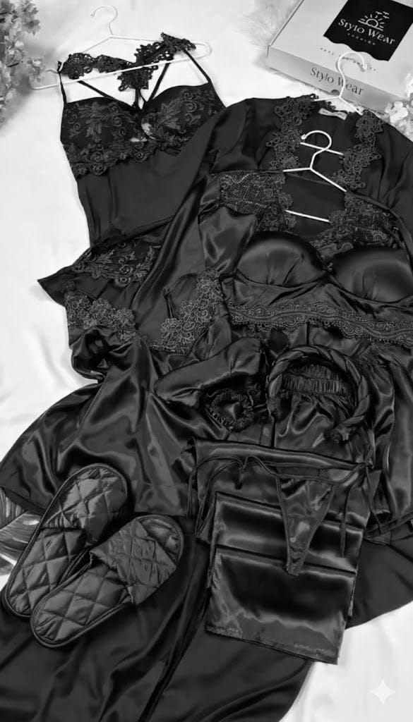 Luxury Silk & Floral Lace Bridal Nightwear Set