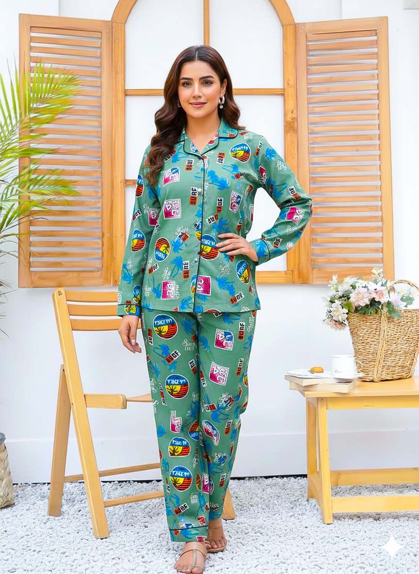 Imported Linen Printed Blue Skies PJ Set-LP7